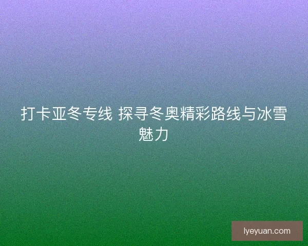 打卡亚冬专线 探寻冬奥精彩路线与冰雪魅力