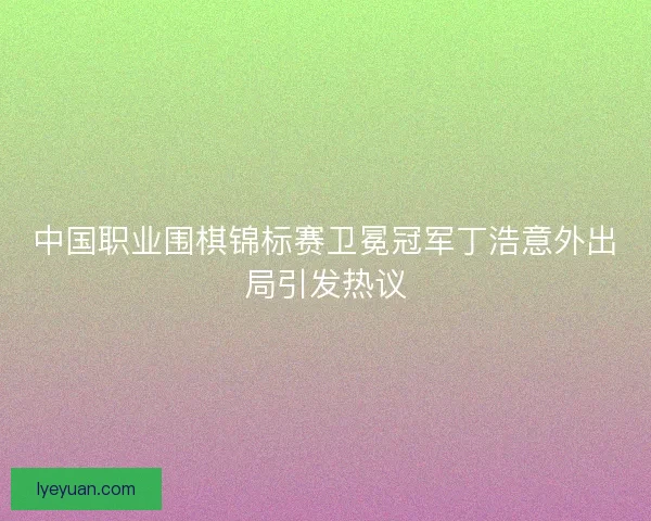 中国职业围棋锦标赛卫冕冠军丁浩意外出局引发热议